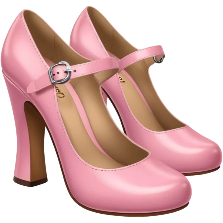 Has a rounded toe and a strap across the instep — one pink pair resembles this style.Mary Jane emoji