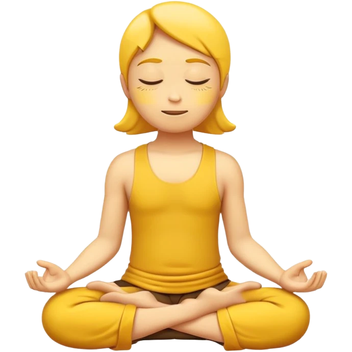 yellow emoji meditating, sitting cross-legged, peaceful expression emoji
