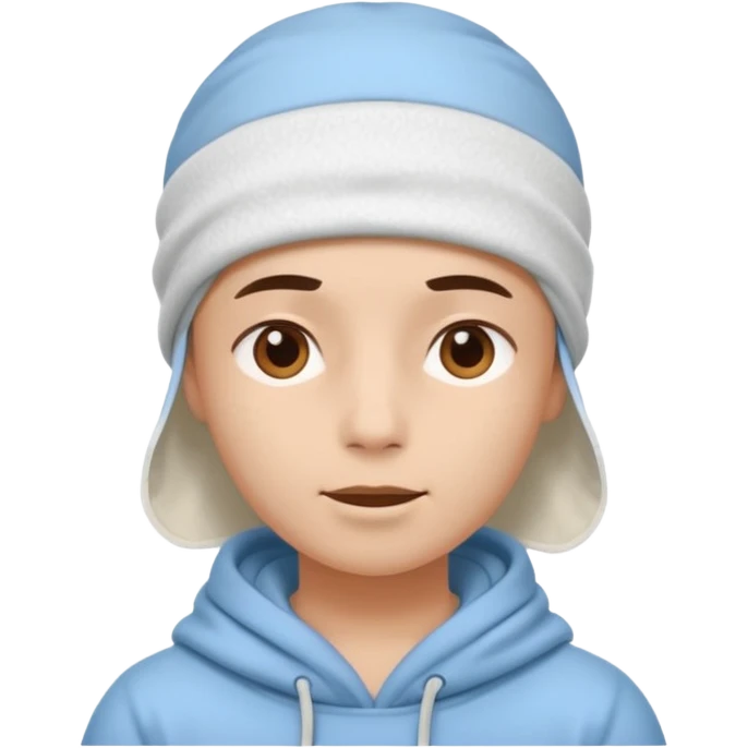 A person with headaches and a cold pack on the head emoji