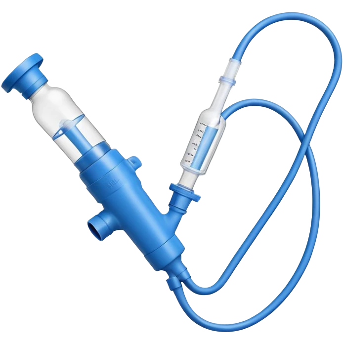 Blue VO2 max testing mouthpiece with breathing valve and tube, laboratory equipment isolated emoji
