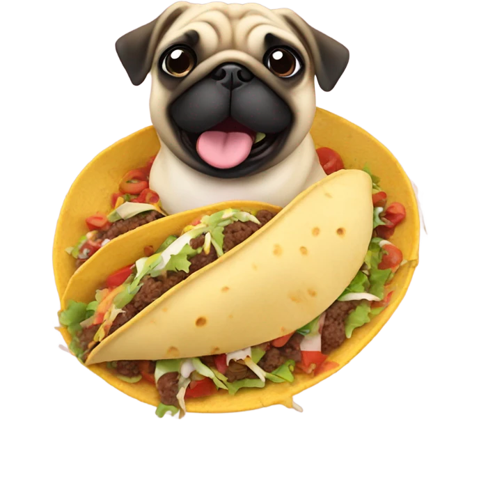 Pug eating tacos emoji