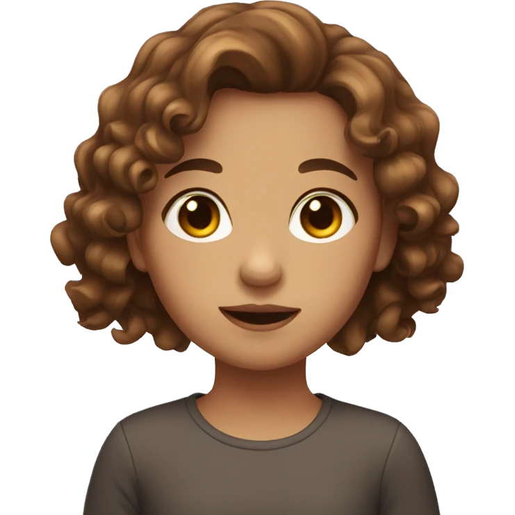 A girl with brown wavy hair, brown eyes  emoji
