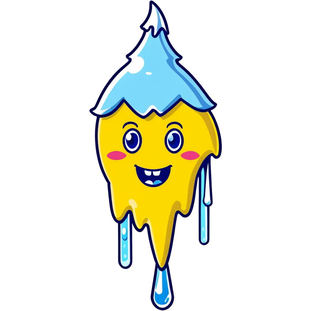 Cartoon character with blue face, frozen icicles, chattering teeth, freezing expression emoji