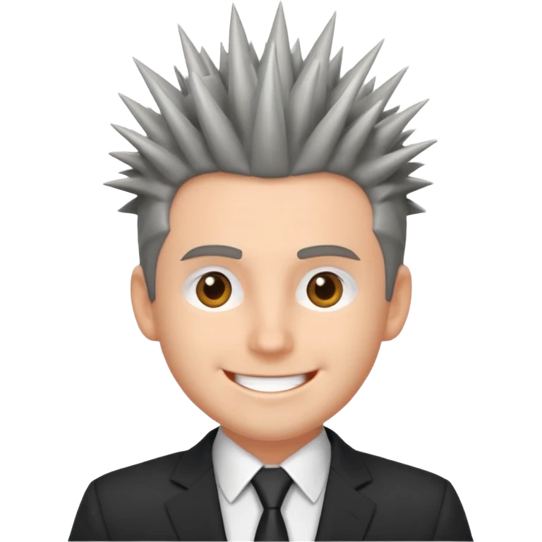 fat spiky haired happy man with suit emoji