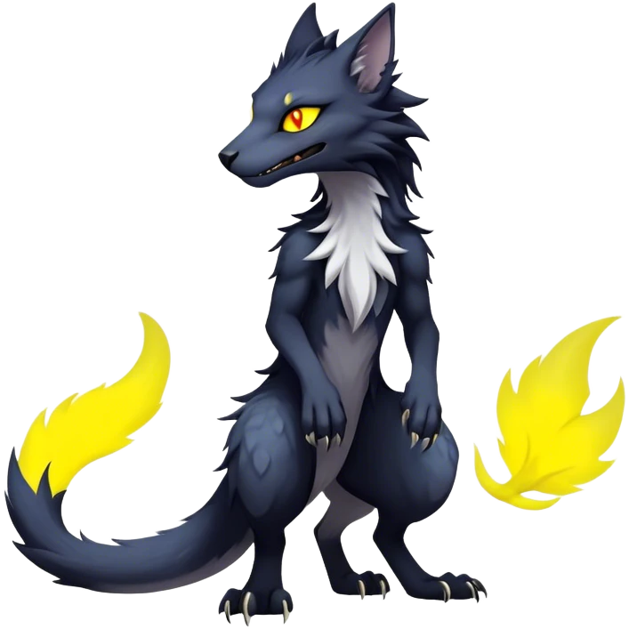 dark cool edgy fantasy feline-vernid-sergal-fursona animal creature with a tufted tail full body emoji