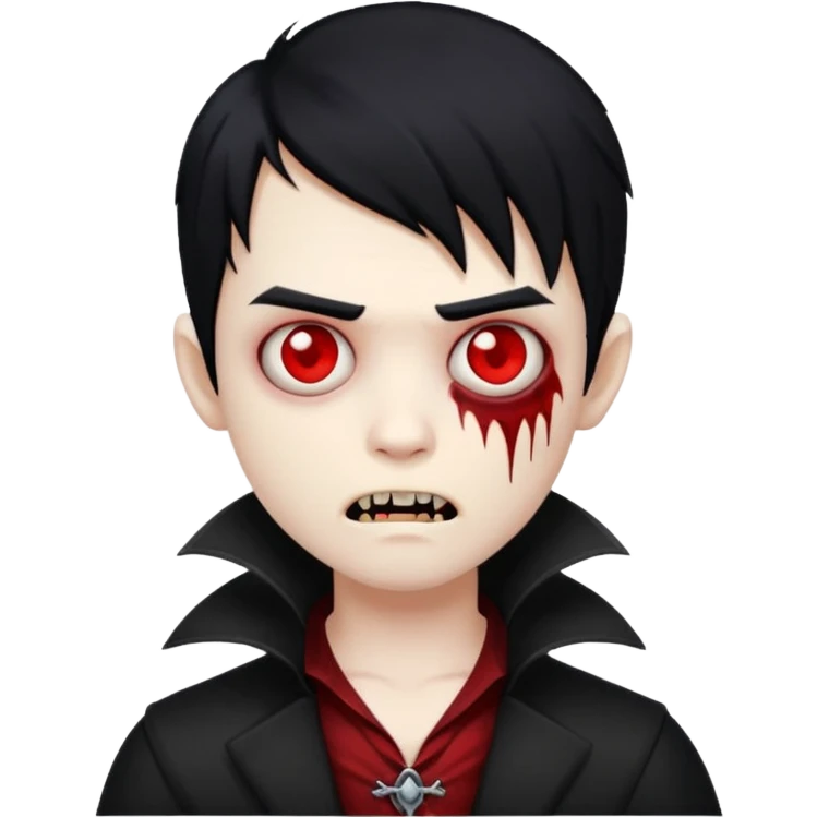 Boy vampire zombie with black hair emo emoji emoji