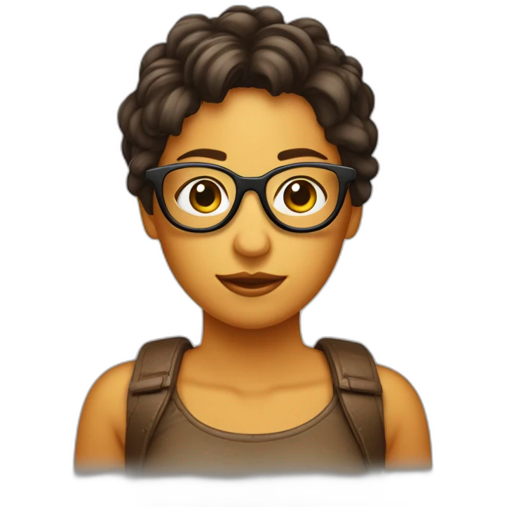 Chica pelo corto liso y marrón con gafas emoji
