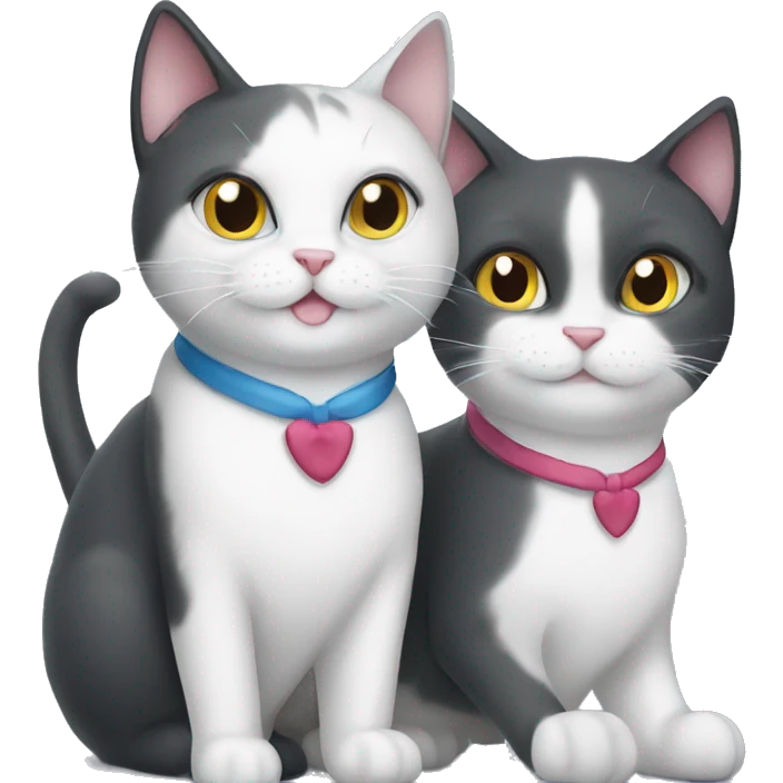 tuxedo cat and gray cat both happy emoji