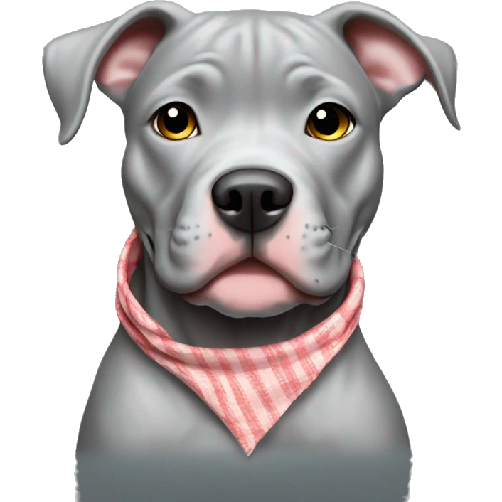 Solid Grey pitbull puppy wearing handkerchief emoji