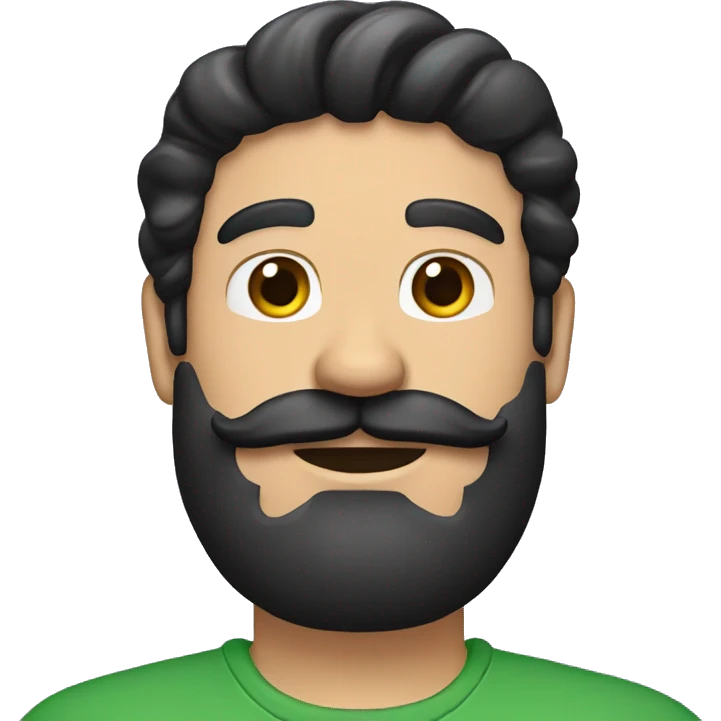 man with black hair beard and Mario mustache emoji