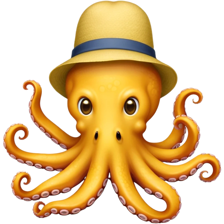 octopus with a straight face and a hat that says sucker emoji