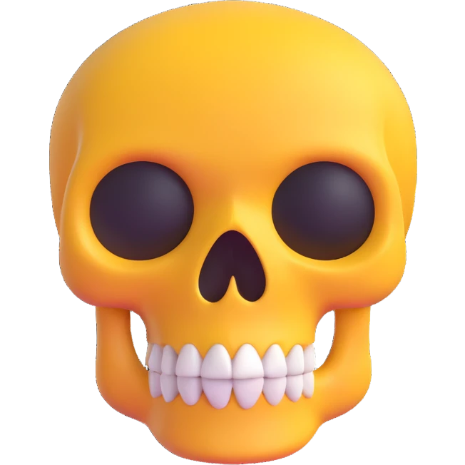 skull and liar emoji fused together with an exaggeratedly long nose, emoji style emoji
