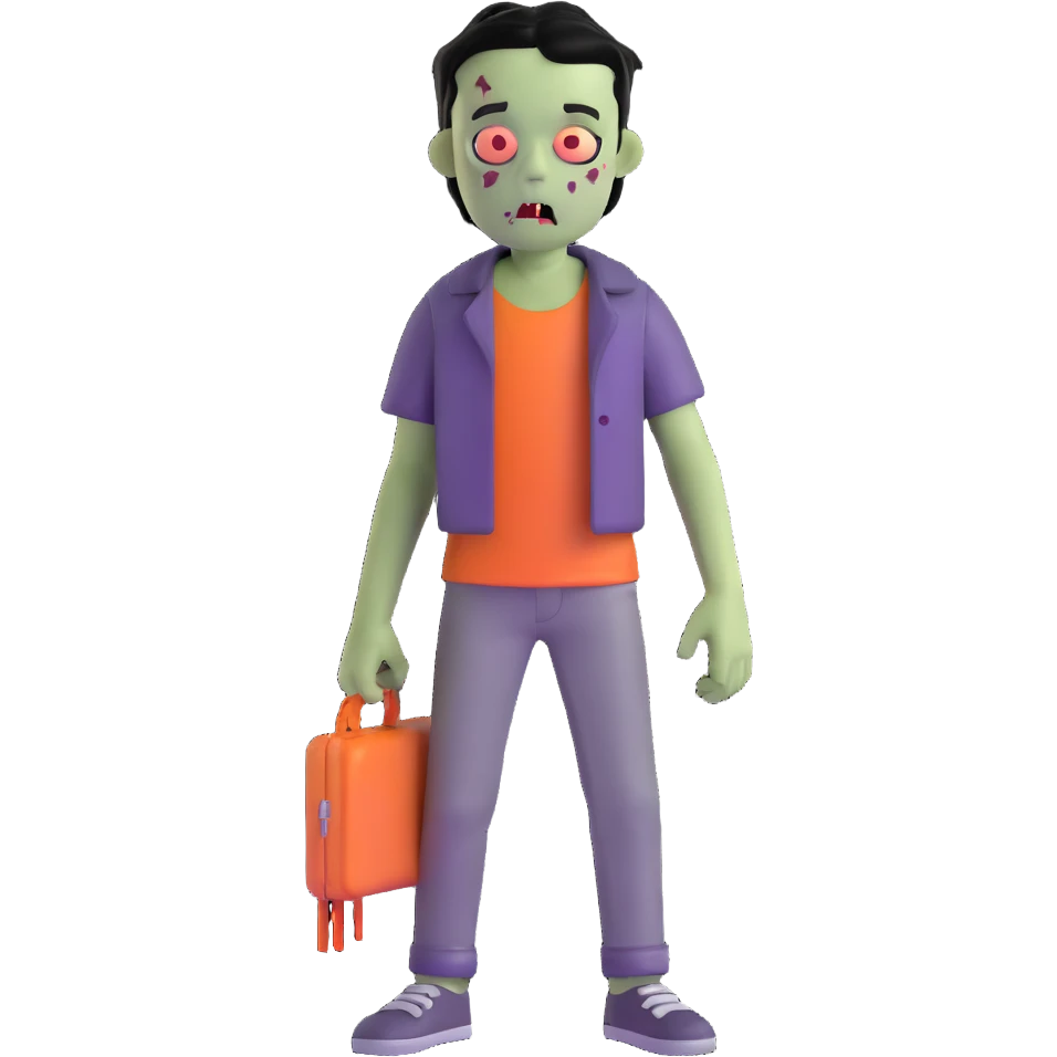 boy zombie with black hair, emo style emoji