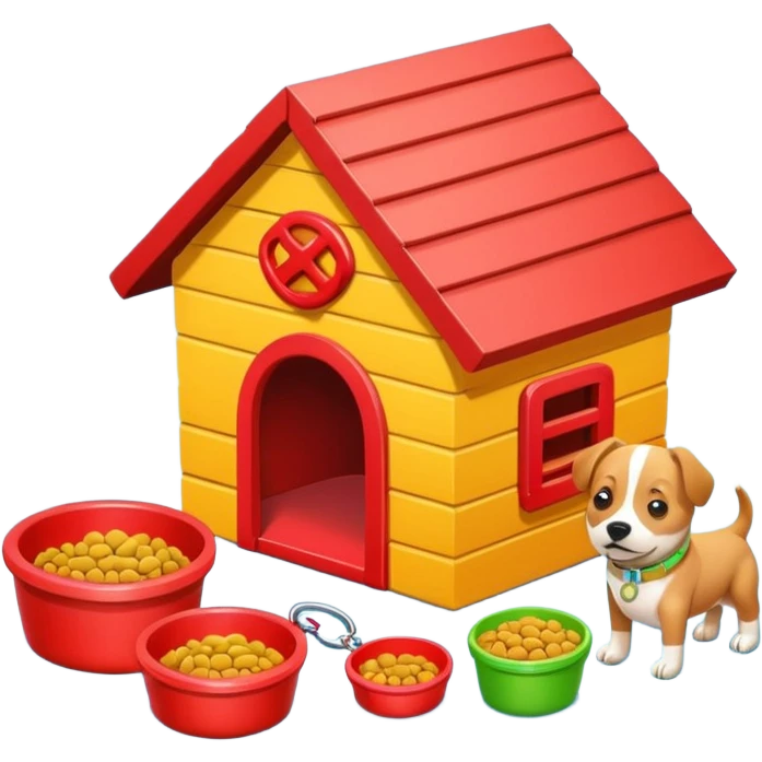 Goals:
1) Isometric style
2) Emoji style
3) Physically realistic
4) Avoid anything that could be considered offensive, even 2%

---
Now generate an image to represent a list to buy items for a new dog. emoji
