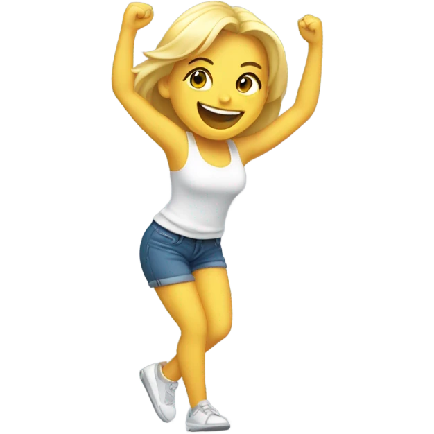 blondie celebrating on scale emoji