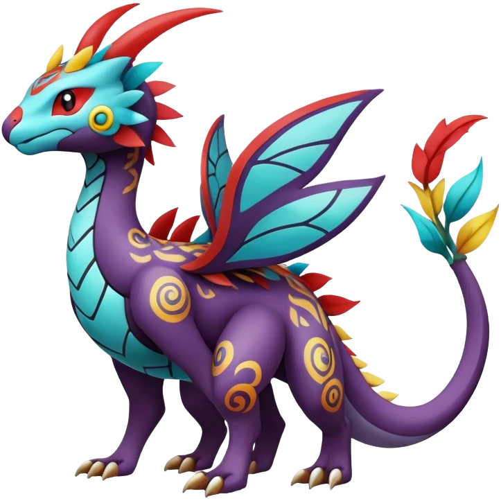 exotic fantasy-creature-Fakémon-Pokémon, full body, with markings emoji