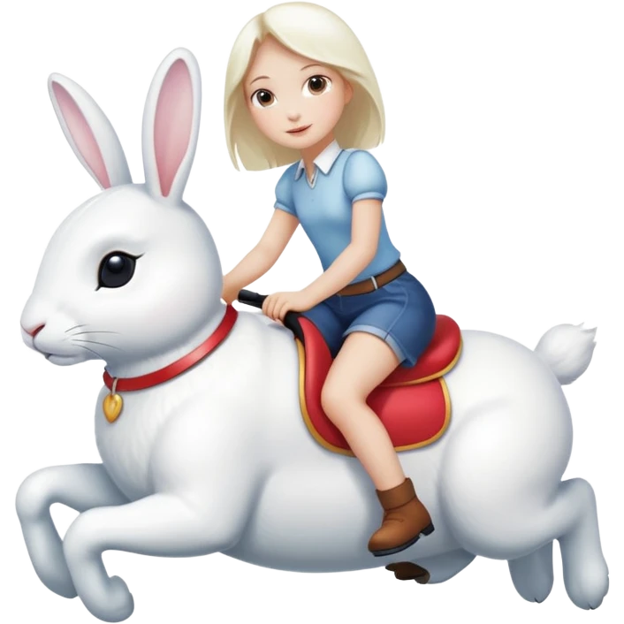 Riding girl on bunny emoji