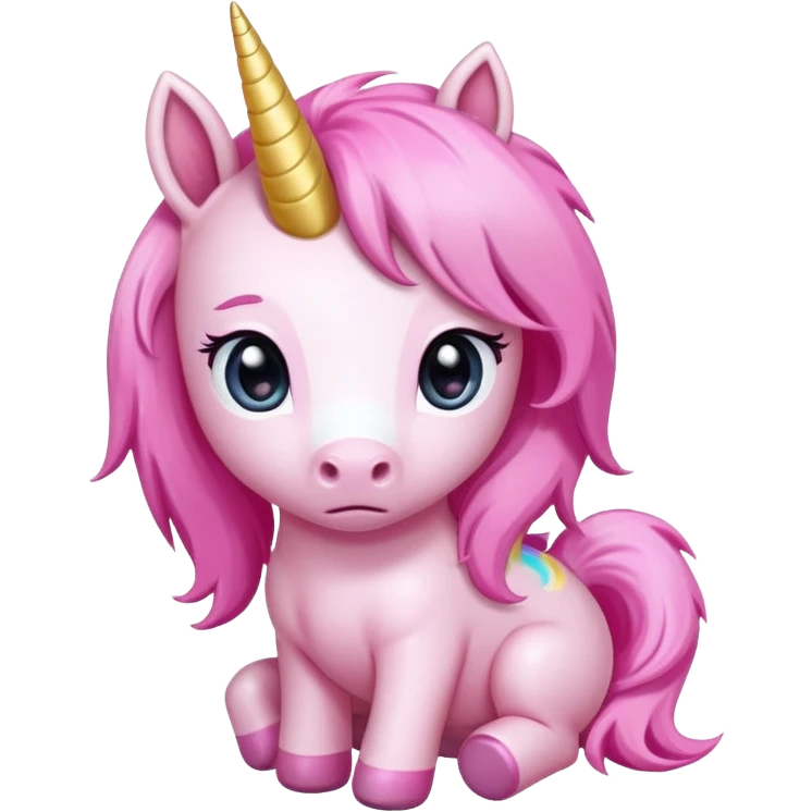 Cute sad anime pink baby unicorn 
 emoji