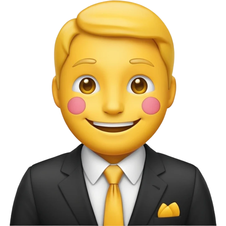 yellow face emoji wearing a suit and tie emoji