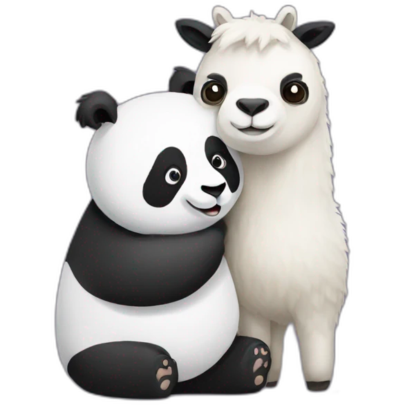 panda and llama hugging emoji