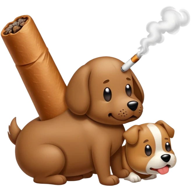 A poop coming out of a dogs butt and the poop is smoking a cigarette  emoji