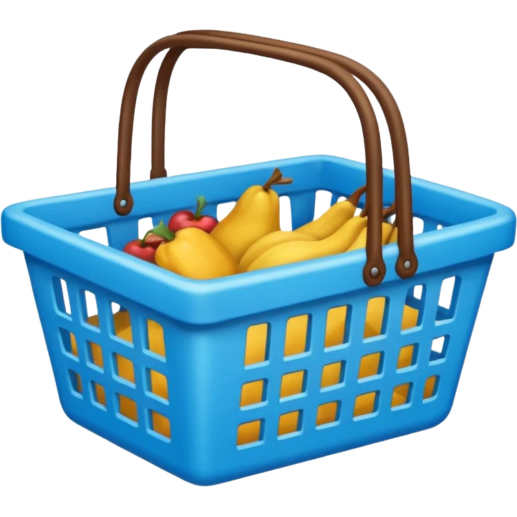 cesta de compras azul ciano, vista de cima e vazia emoji