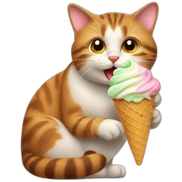 Cat eating icecream emoji