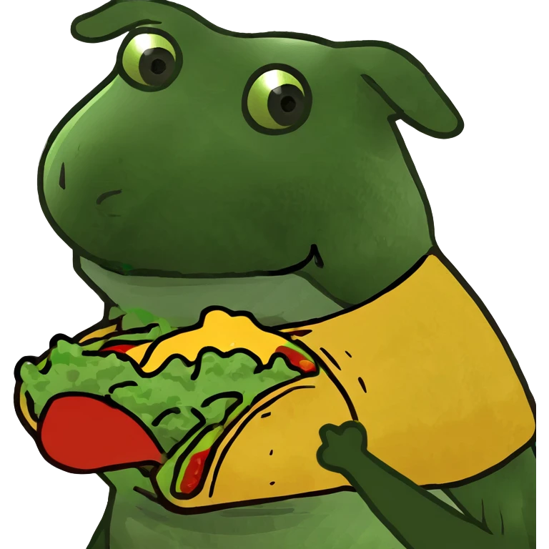 A dog wearing a taco costume  emoji