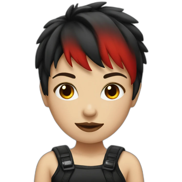 Girlpunk with red-black short hair emoji