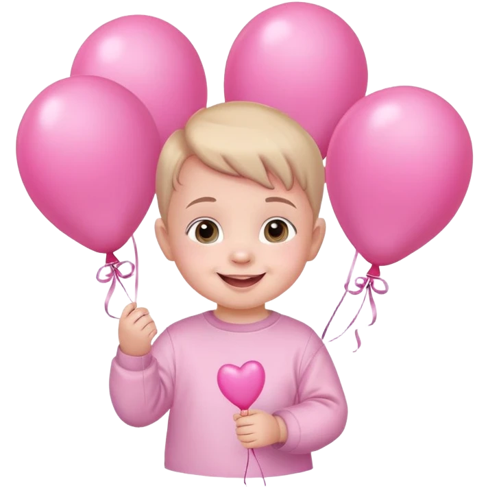 cute smiling baby holding pink balloons emoji