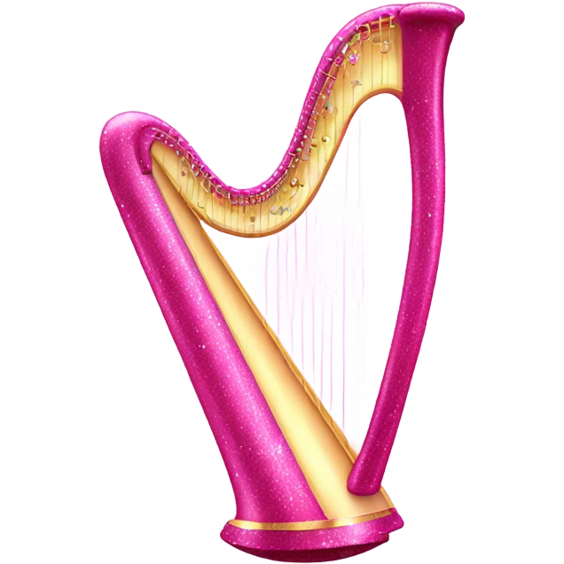 Pink ombre harp with glitter emoji