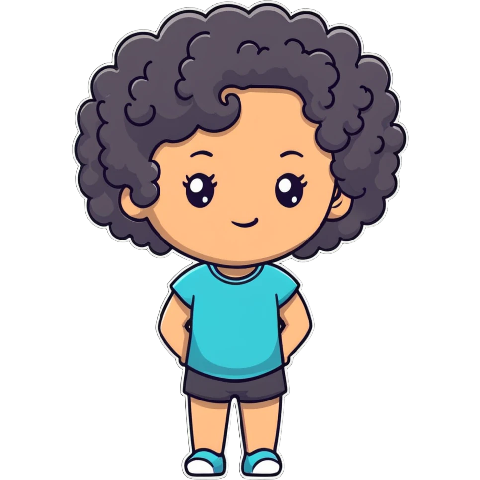 a mixed girl with 3a curly hair emoji