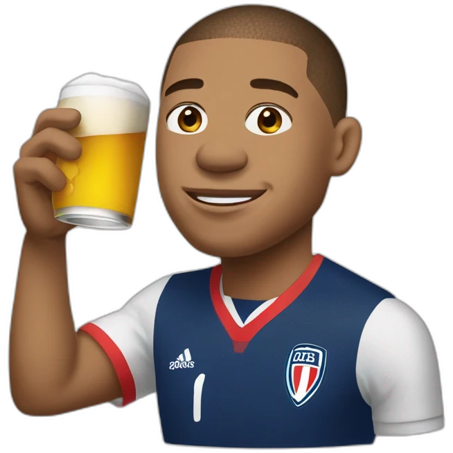 Mbappe buvant une bière emoji