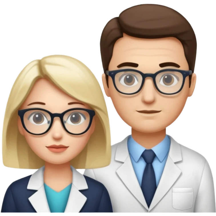 Perfect love. Psychologist girl and a futurologist man emoji