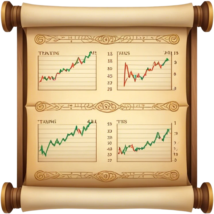ancient scrolls with trading charts on the screen emoji