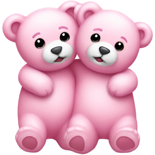 pink pastel two teddy bears hugging emoji