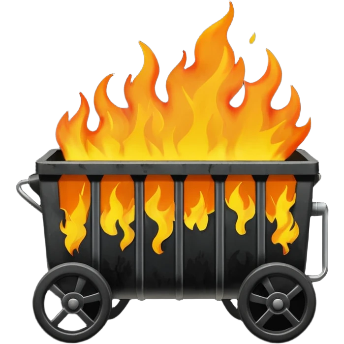 Dumpster fire no wheels emoji