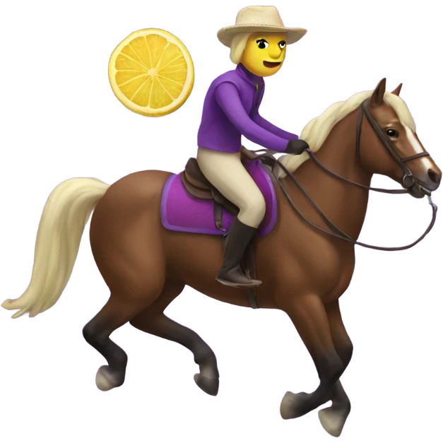 Purple lemon riding a horse emoji