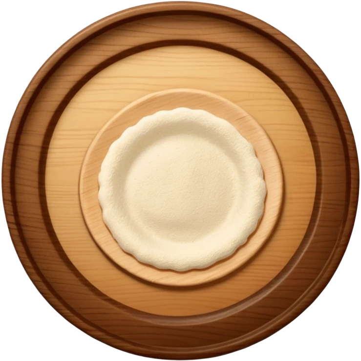 circular wooden slightly curved plate, now add slight sprinkles of flour on it emoji