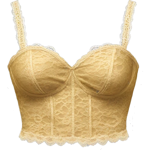 Hyper Realistic isolated gold crop top lace bustier. emoji