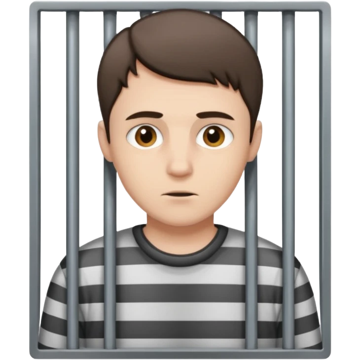 Pale Brunette man with short hair in jail  emoji