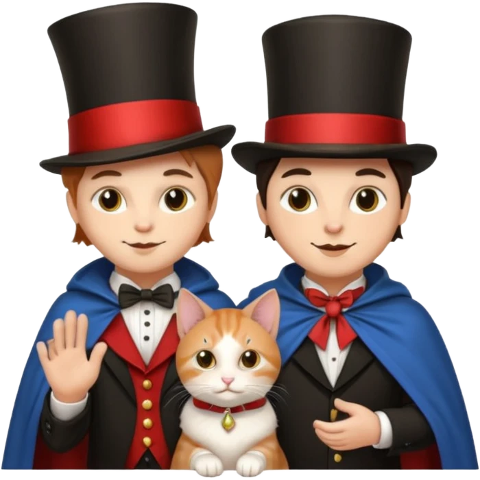 magician couple and their pet cat emoji