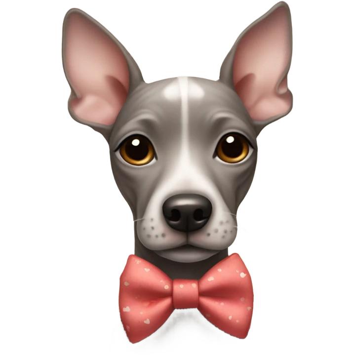 American Hairless Terrier with bow emoji
