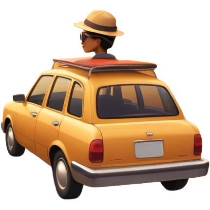 A parked car rests on the side of a long with a person outside , empty road stretching toward a golden sunset. The sky glows with warm colors, and the landscape ahead feels open, peaceful, and full of promise. love  emoji