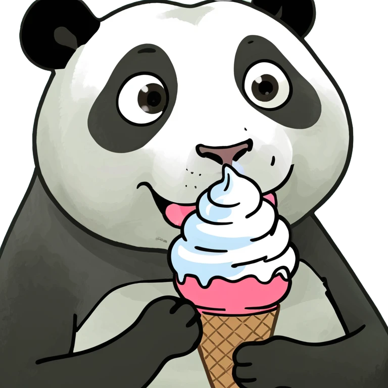Panda eating ice cream emoji