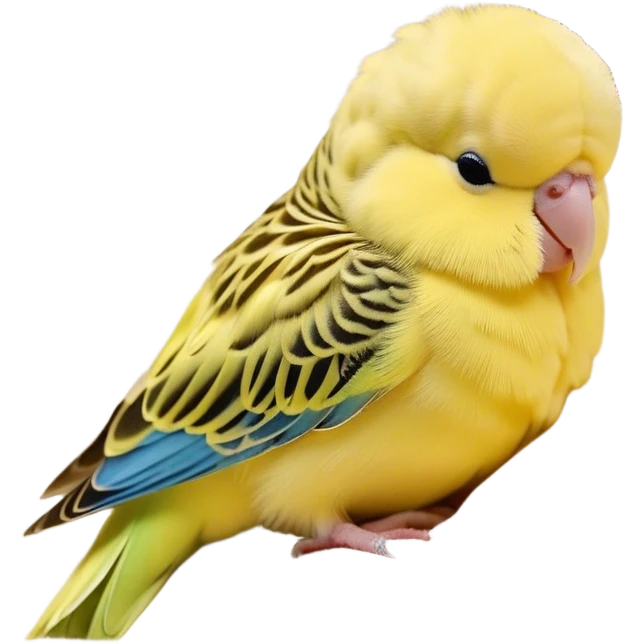 Meme-Worthy Cute Sleeping Yellow Budgie Portrait Emoji, Head resting peacefully with a contented smile, showcasing a petite, delicate build and a luxuriously soft yellow feathered fur, eyes shut in a serene nap, Simplified yet hilariously adorable features, highly detailed, glowing with a soft, drowsy light, high shine, relaxed and utterly lovable, stylized with an air of playful laziness, bright and heartwarming, soft glowing outline, capturing the essence of a comically sleepy budgie, so meme-worthy it feels like it could instantly become the next viral sensation of adorable slumber! emoji