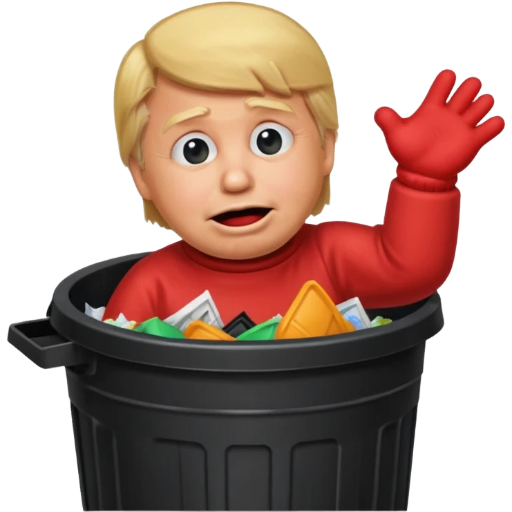 happy trump stuffing crying elmo in trash can emoji