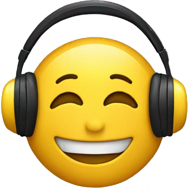 Emoji happy with headphones emoji