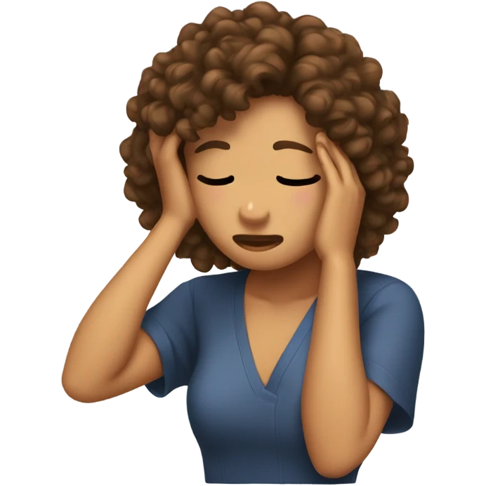 girl with tan skin and curly brown hair doing a facepalm emoji