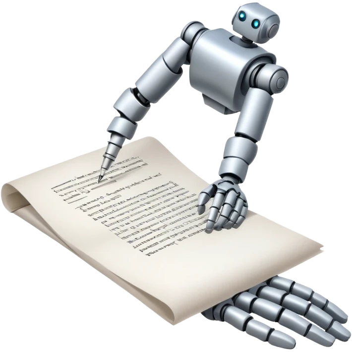 robot hand writes text emoji